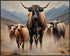 Posterizer 1 pcs- A group of brown bull in a desert-Art for Animal Lovers-Landscape & Nature Art- Gift for Men Women Entrepreneur Teens-Living Roo...