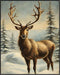 Posterizer 1 pcs-majestic deer in snowy winter scene-oil painting style-16-Art for Animal Lovers-Landscape & Nature Art-Decor for Home & Office- u...