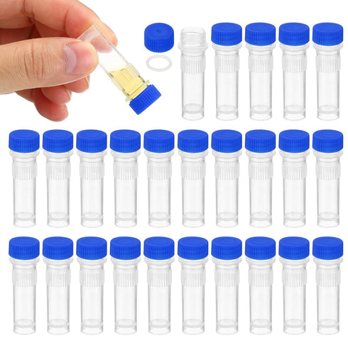 PATIKIL 1ml Plastic Cryogenic, 200Pcs Self Standing Cryogenic Vial Screw Top Frozen Test Tube for Lab Laboratory Science, Blue Cap...