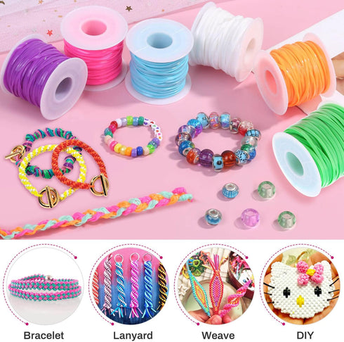 Lanyard String Kit, Cridoz 6Pack Plastic Lacing Cord Gimp String Lanyard Weaving Kit for Bracelets, Keychains, Crafts...