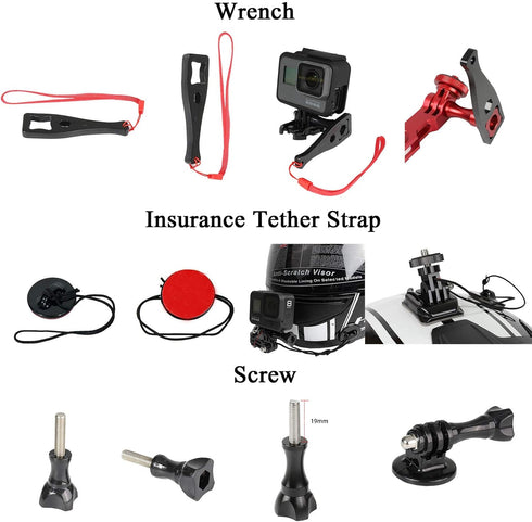 Universal Action Camera Accessory Kit for GoPro Hero 12 11 10 9 8 7 6 5 Blcak Go pro Max Insta360 X4/X3/One R DJI OSMO Action 2 3 4 AKASO APEMAN S...