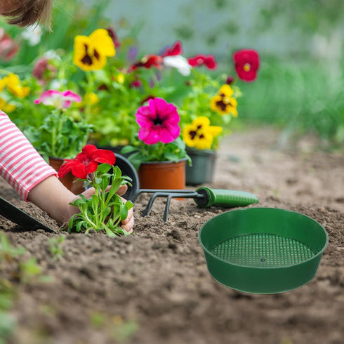 PATIKIL Garden Soil Sifter 8" Dia 1/8" Mesh Screen, 2 Pack Plastic Sand Sieve Sifting Pan Tool for Plant Gardening Flower Nursery, Green...