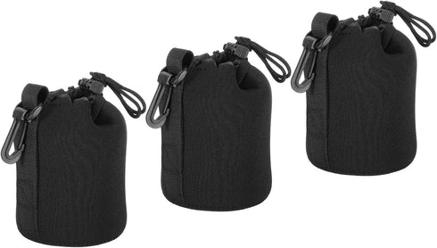 PATIKIL Camera Lens Bag, 3 Pcs 3.5" ID x 5.5" H Drawstring Lens Pouch with Thick Protective Neoprene, Lens Case for DSLR Camera Lens, Water Coffee...