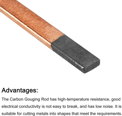 PATIKIL Flat Gouging Carbon Electrode Rod, Copper Coated Gouging Electrode Rod 355x12x5mm for Welding, Pack of 5...
