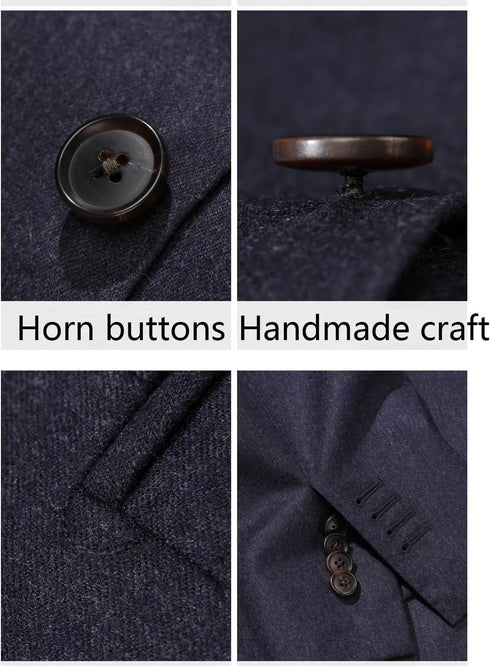 14 Pieces Natural Real Horn Buttons Set for Blazer and Suit, 20mm 15mm Genuine Buffalo Buttons Set for Men Women's Jacket Coat Uniforms Black...