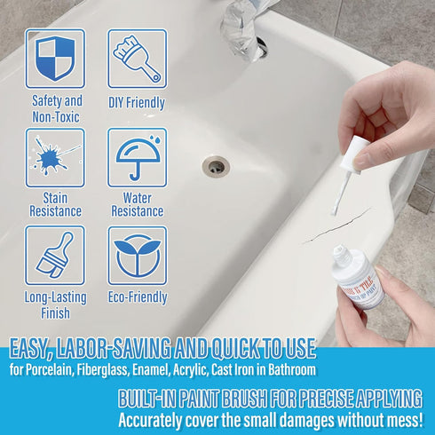 Specialty Tub and Tile Paint, High-Gloss White Tub Paint for Bathtub, Quick-Dry Porcelain Paint for Scratches & Chips on Porcelain, Acrylic, Ename...