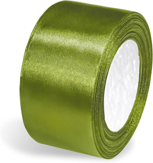 2 inch Moss Green Ribbon Double Face Satin Ribbon for Crafts Gift Bows Bouquet Gift Wrapping Wedding Decoration Floral Arrangement 2" x 25 Yards D...