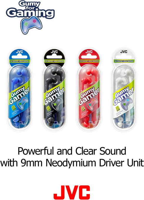 JVC Gumy Gamer, in Ear Earbud Headphones with Mic, Remote, and Mute Switch for Gaming and Chatting, Powerful Sound, Comfortable and Secure Fit, Si...