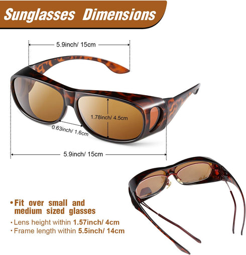 Frienda 3Pcs Fit Over Sunglasses Men Women Polarized Lens Wrap Over Glasses Driving Sport Oversize Eyeglasses...