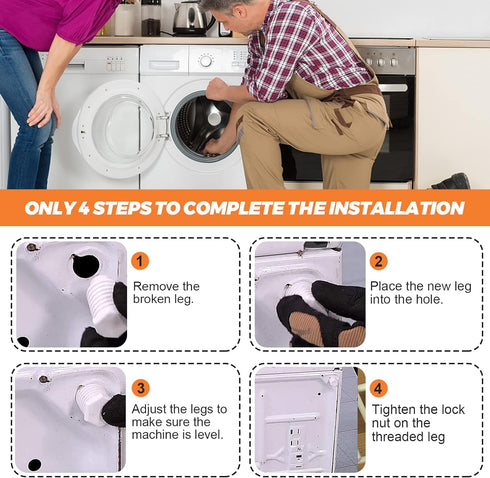 49621 AP4295805 Dryer Leveling Leg Foot Feet by Beaquicy - Replacement For Whirlpool Ken-more Dryer - Pack of 4