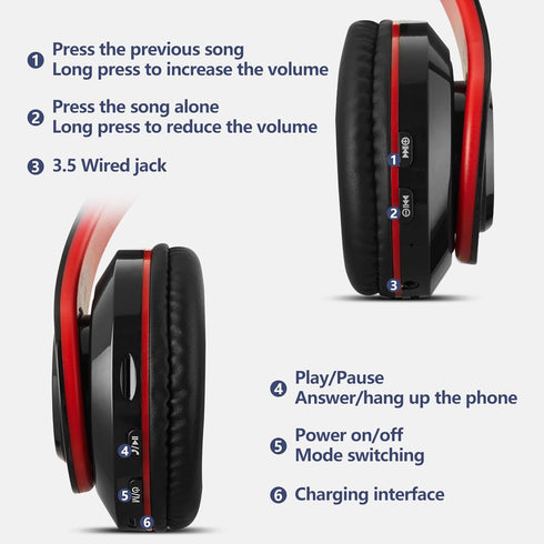 Bluetooth Headphones Over-Ear, 60 Hours Playtime Foldable Lightweight Wireless Headphones Hi-Fi Stereo, Bass Adjustable Headset with Built-in HD M...