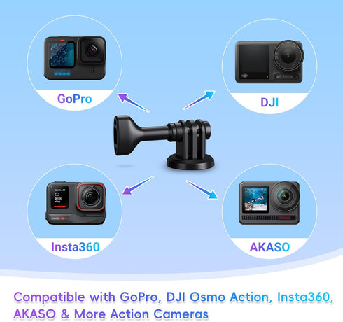 JJC 1/4"-20 Tripod Mount Adapter for Action Camera GoPro Hero 12 11 10 9 8 7 6 5, DJI Osmo Action 4 3, Insta360 Ace Pro, Action Camera Adapter Mou...