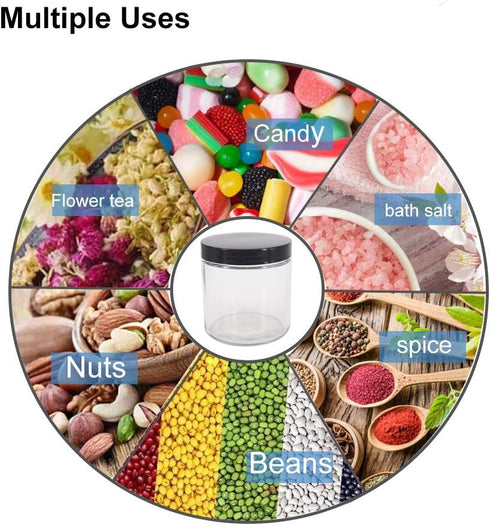 6 Pack 16 oz Glass Jars With Plastic Lids, Glass Kitchen Canisters Cabinet, Pantry Organization, Food Storage Jars for Flour, Sugar, Coffee, Candy...