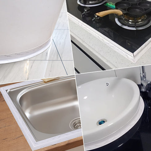 Kitchen & Bath Caulk Tape Sealant Strip, 1.5''x10.5FT PVC Self Adhesive Toilet Caulk Strip Waterproof Caulking Tape, Decorative Sealant Tape for T...