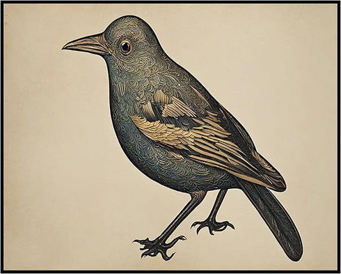 Posterizer 1 pcs- Blue and Yellow bird with a brown background-Art for Animal Lovers- Gift for Nature, Surfers and Beach Lovers-decor for Bedroom,...