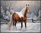 Posterizer 1 pcs-majestic horse in snowy winter scene-oil painting style-5-Art for Animal Lovers-Landscape & Nature Art-Decor for Home & Office- u...