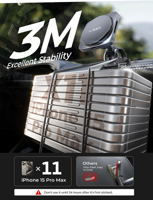 LISEN for MagSafe Car Mount Charger, 15W Magnetic Wireless Car Charger, Compatible with MagSafe Car Charger, Air Vent/Dashboard Phone Holder Mount...