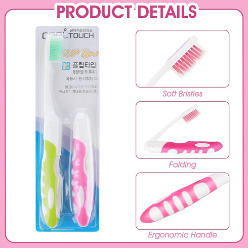 2Pcs Travel Toothbrush Folding Toothbrush Portable Soft Toothbrush Small Foldable Travel Toothbrushes for Travel Camping Hiking...