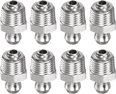 8pcs 201 Stainless Steel Straight Grease Fitting PT1/8"-28 SAE Thread Hydraulic Grease Nipple Accessories for Car...