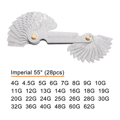 British Whitworth 4G-62G Screw Thread Pitch Gauge Tool Pitch Cutting Gauge Caliper Gauges Measuring Tool for Industrial Measurement...