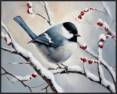 Posterizer 1 pcs-cute little bird in snowy winter scene -4-Art for Animal Lovers-Landscape & Nature Art-Decor for Home & Office- unframed wall art...