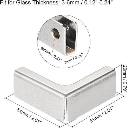 Glass Fixing Clip, 6pcs for 3-6mm L-shaped Glass Combination Fixing Bracket Reinforced Clip Clamp Glass Accessories for Glass Display Cabinet, Fis...