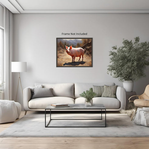 Posterizer 1 pcs- Happy cute pig in the nature-Art for Animal Lovers- Gift for Men Women Entrepreneur Teens-Living Room Bedroom Decor- unframed wa...