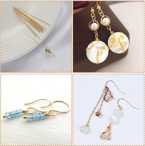 2000Pcs Assorted Head Pins Set for Jewelry Making,Jewelry Head Pins Kit includes 1000Pcs Ball Head Pins 1000Pcs Flat Head Pins Eye Pins for Jewelr...