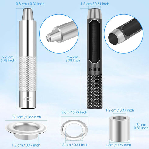 120 Sets Grommet Tool Kit 1/2 Inch, Cridoz Grommet Eyelets Kit with Setting Tools and Storage Box for Fabric, Tarps, Curtains...