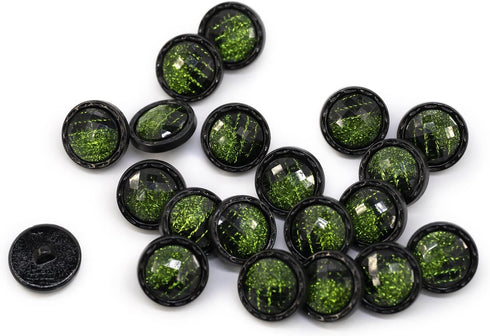 20 pcs Beveled Cut Glass Shiny Green Sewing Shank Buttons for Coats -25mm -1"...
