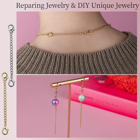 LEOBRO Jump Rings, 968pcs Jewelry Making Supplies, Jump Rings for Jewelry Making, Gold Silver Jump Rings for Charm, Lobster Claw Clasps for Neckla...