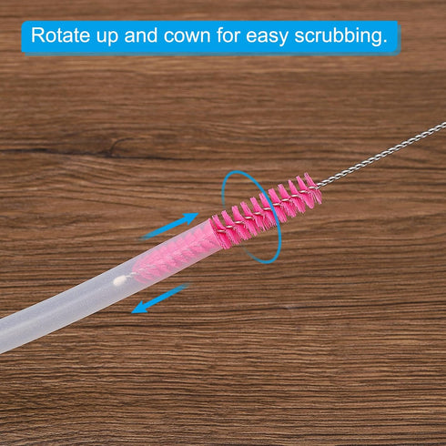 PATIKIL 10"x3/8" Long Straw Brush, 10 Pcs Drinking Straw Cleaning Brush Nylon Pipe Tube Cleaner Brush for Cleaning Straws Pot Spout, Pink...