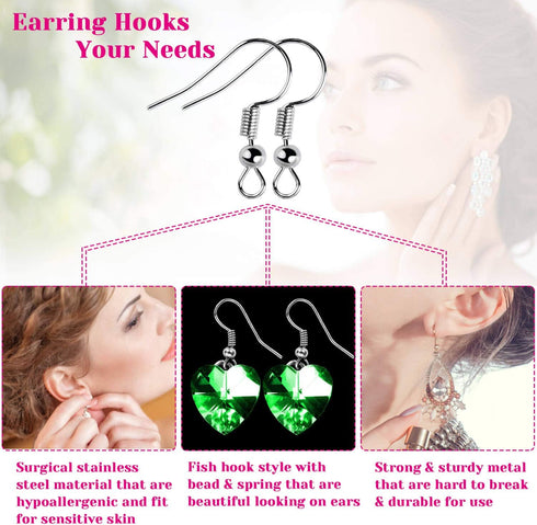 Cridoz Earring Hooks for Jewelry Making Supplies, 240pcs Hypoallergenic Stainless Steel Fish Hooks Kit With 240pcs Earring Backs...