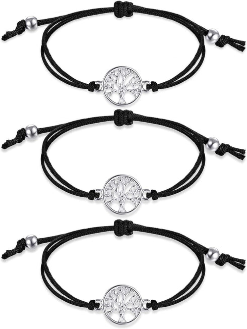WILLBOND 3 Pieces Tree Bracelet Back to School Adjustable Bracelet Textile Band Gift for Friendship, Thank You, Wish...