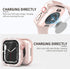 2 in 1 Waterproof Bling Case Compatible for Apple Watch 41mm Screen Protector Series 9/8/7, Women Glitter Diamond Rhinestone Bumper Face Cover for...