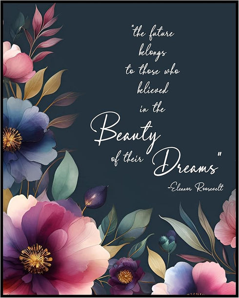 Posterizer 1 pcs-Future belongs to...Eleanor Roosevelt Quote-Quotes-Famous Figures Art Collection- Living Room Bedroom Decor- unframed wall art...