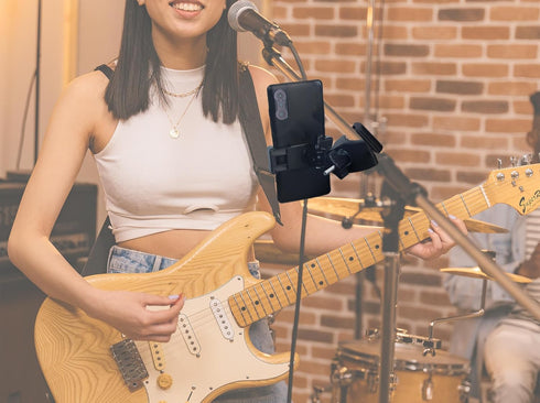 Phone Holder with Clamp for Golf Cart Universal Phone Mount Holder for Bicycle, Wheelchair, Stroller Mic Stand Phone Holder...