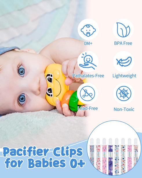 Babygoal Animal Pacifier Clips, 8 Pack Binky Paci Holder Clips for Baby Boys and Girls Fits for Most Pacifier, Binkie Styles & Baby Teethers & Toy...