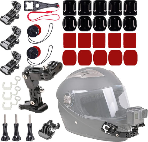 34in1 Motorcycle Helmet Chin Mount Kits for GoPro Hero 10 9 8 7 Black Silver White 6 5 4 Osmo and Other Action Camera with Helmet Adhesive Sticky ...