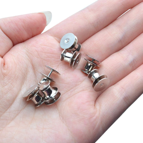 Aylifu Tie Tacks and Clutch Backs Set, 30 Pieces Tie Tacks Blank Pins (10 mm in Diameter) with 30 Pieces Locking Pin Backs Pin Keepers Locking Cla...