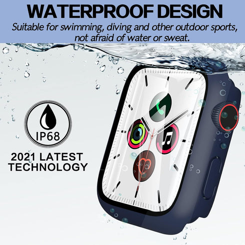 YMHML Waterproof Case Compatible for Apple Watch SE Series 40mm 6/5 /4 with Tempered Glass Screen Protector, PC Hard Cover Overall Protective Case...