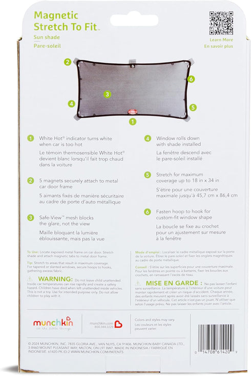 Munchkin® Brica® Magnetic Stretch to Fit™ Sun Shade, Black, 1 Pack...