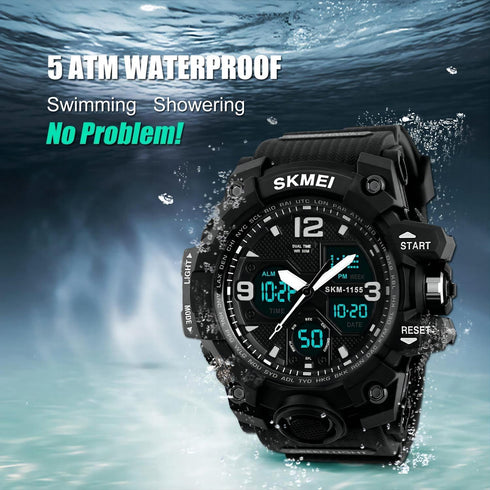 Men's Watches Sports Outdoor Waterproof Military Tactical Watch Date Multi Function LED Alarm Stopwatch Watches for Men...