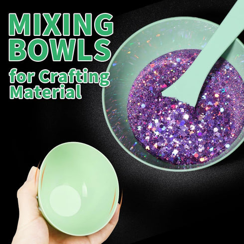 LEOBRO 5pcs 4.5 oz Plastic Boxes, 5pcs Mixing Bowls, 5pcs Mixing Spoons, DIY Craft Tools...