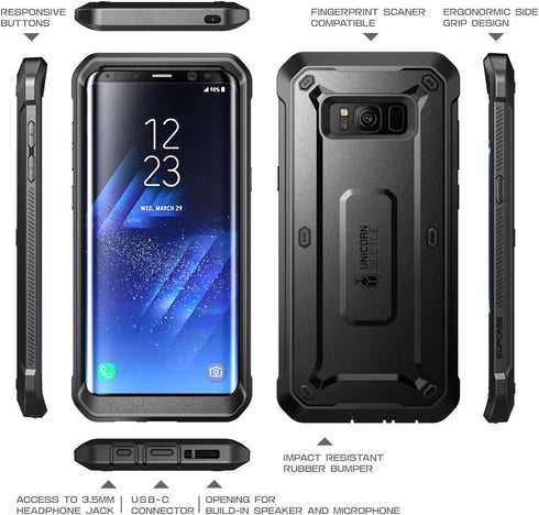 SUPCASE Unicorn Beetle PRO Series Phone Case for Samsung Galaxy S8, Full-Body Rugged Protective Case for Galaxy S8 2017 (Black)...