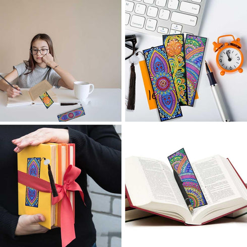 3 Pieces 5D Diamond Art Bookmark Kits for DIY Craft Diamond Art Dotz Bookmarks with Tassel for Beginner Kids Adults Women Book Lovers Rhinestones ...