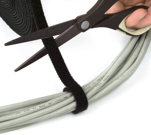 Fire Retardant Reusable Cable Ties Roll, Heat Resistant Ties, Cut to Length Roll, 1/2" Wide, 16 Feet Long - Black...