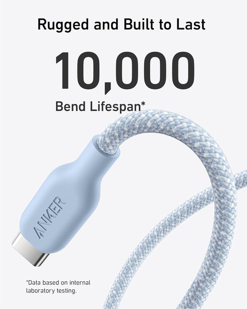 Anker USB C to USB C Cable (240W, 10ft), Bio-Braided USB C Charger Cable Fast Charge for iPhone 15/15 Pro, MacBook Pro 2020, iPad Pro 2020, iPad A...