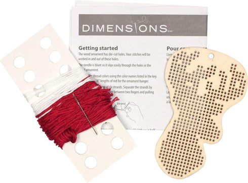 Dimensions Counted Cross Stitch, Reindeer Wooden Christmas Ornament Craft Kit, 1 Pc, Red,White...