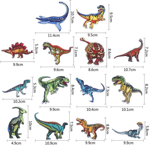 CCINEE 14pcs Iron On Patches DIY Sew On Decorative Appliques Stickers Embroidery Patches for Cloth Backpacks Jeans Coats, Dinosaur Theme...